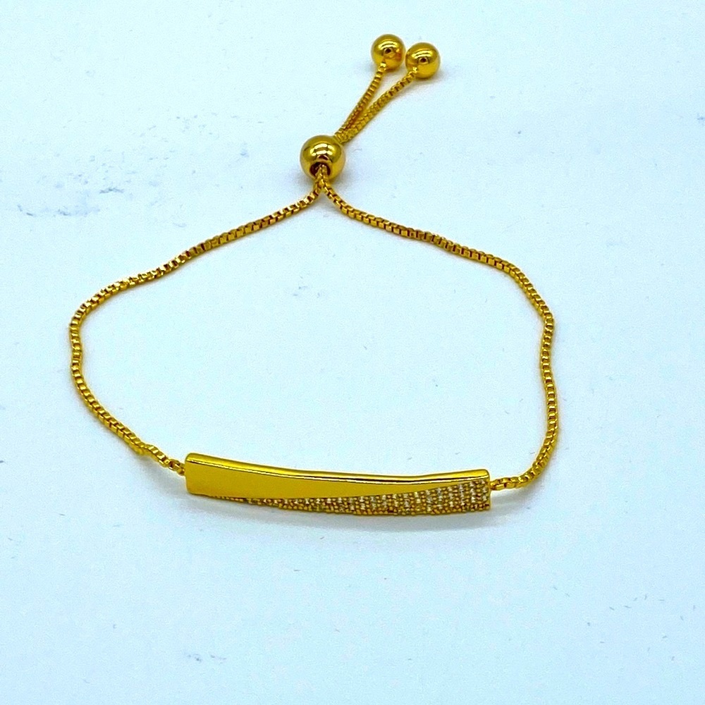 Metal & Pave Bar Slider Bracelet NWT